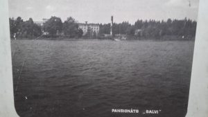 Vēsturiskā bilde, melnbalta, skats no ezeru